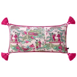 Magnificent Hill Garden Lumbar Pillow Cover Floral Tree Crane Birds Decorative Cushion Case Beautiful Chinoiserie Design 30X55cm