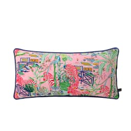 Magnificent Hill Garden Lumbar Pillow Cover Floral Tree Crane Birds Decorative Cushion Case Beautiful Chinoiserie Design 30X55cm