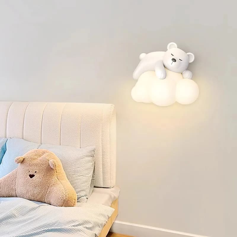 Wall Lamp, Bedside Lamp, Bedroom Staircase Lamp, Background Wall Lamp, Hanging Lamp, Boy Cloud, Little Bear, Children's Room Lam