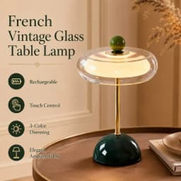 French Vintage Glass Rechargeable Touch Dimming Elegant Bedside Decor for Bedroom Living Room Hotel Ambient LED Table Lamp