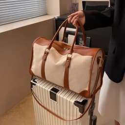 Women Travel Storage Handbag Vintage Fitness Luggage Bag Single Shoulder Crossbody Bag Large Nylon PU Leather Bag 2024 Handbags