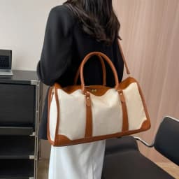 Women Travel Storage Handbag Vintage Fitness Luggage Bag Single Shoulder Crossbody Bag Large Nylon PU Leather Bag 2024 Handbags
