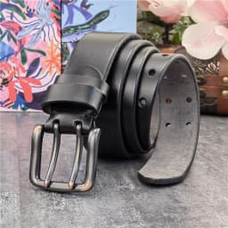38MM Double Pin Metal Belt Buckle Genuine Leather Belt Men Jeans Leather Belt For Men Ceinture Western Cowboy Men Belt MBT0038
