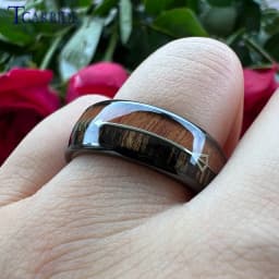 6MM 8MM Mens Womens Tungsten Carbide Ring With Double Wood And Steel Arrow Inlay Fashion Gift Jewelry Comfort Fit