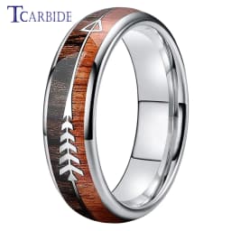 6MM 8MM Mens Womens Tungsten Carbide Ring With Double Wood And Steel Arrow Inlay Fashion Gift Jewelry Comfort Fit