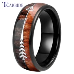 6MM 8MM Mens Womens Tungsten Carbide Ring With Double Wood And Steel Arrow Inlay Fashion Gift Jewelry Comfort Fit