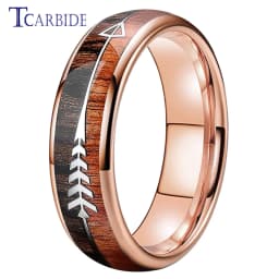 6MM 8MM Mens Womens Tungsten Carbide Ring With Double Wood And Steel Arrow Inlay Fashion Gift Jewelry Comfort Fit