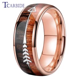 6MM 8MM Mens Womens Tungsten Carbide Ring With Double Wood And Steel Arrow Inlay Fashion Gift Jewelry Comfort Fit
