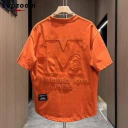 Supzoom New Arrival Summer Top Fashion Neutral Artistic Texture Embroidery O-neck Casual Heavy Cotton Ins Loose Men Tshirt