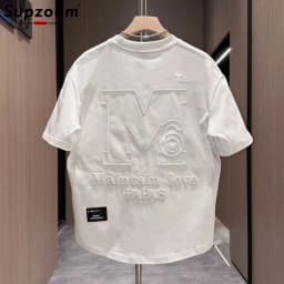Supzoom New Arrival Summer Top Fashion Neutral Artistic Texture Embroidery O-neck Casual Heavy Cotton Ins Loose Men Tshirt