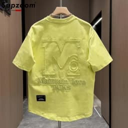 Supzoom New Arrival Summer Top Fashion Neutral Artistic Texture Embroidery O-neck Casual Heavy Cotton Ins Loose Men Tshirt