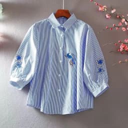 New Embroidered Shirt Women's 2024 Summer Fashion Retro Western Style Design Sense Loose Lantern Sleeve Blouse Lady Tops