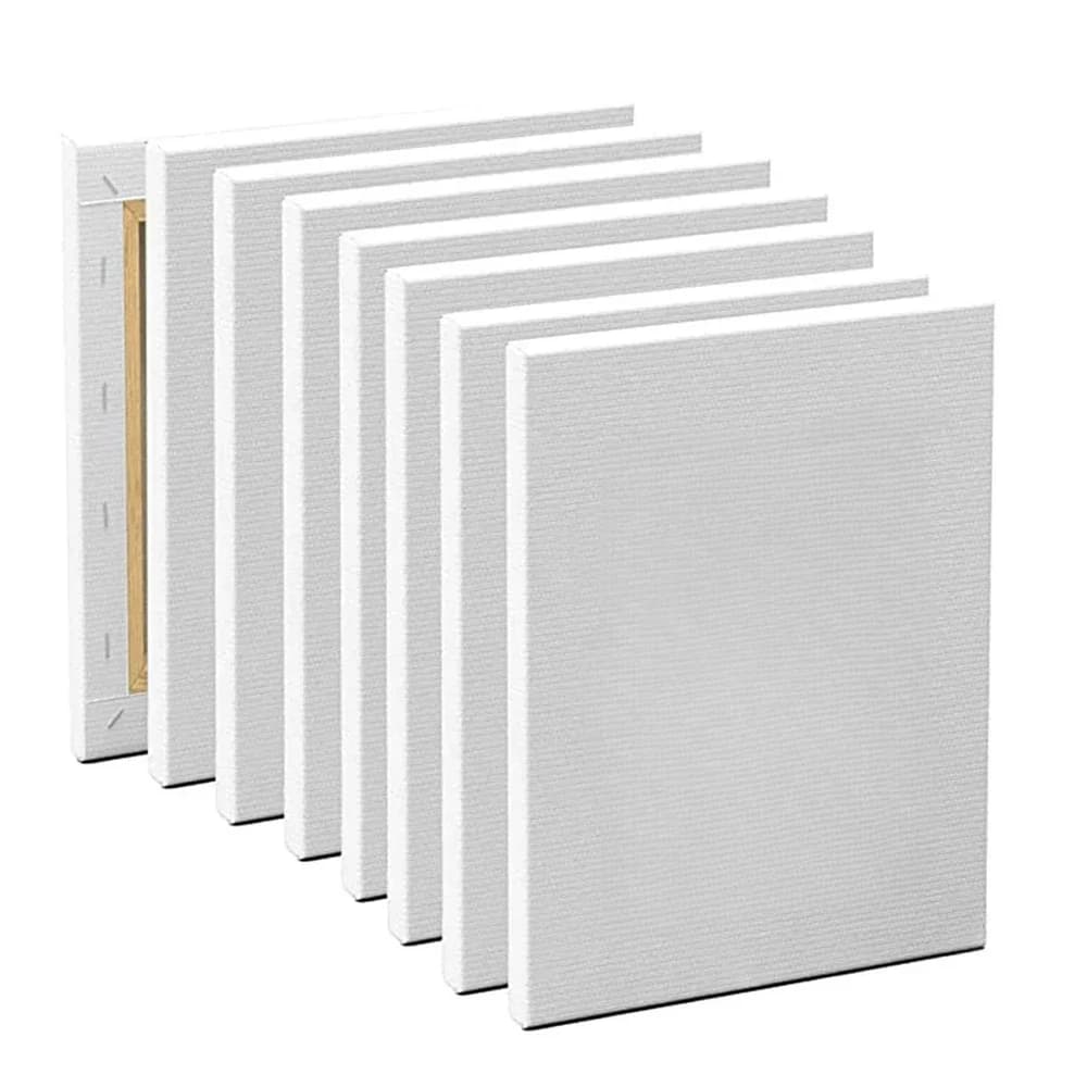 5pcs White Blank Square Artist Canvas Wooden Board Frame Cotton Artist Canvas Boards for Oil Painting Acrylic Watercolor