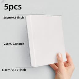 5pcs White Blank Square Artist Canvas Wooden Board Frame Cotton Artist Canvas Boards for Oil Painting Acrylic Watercolor