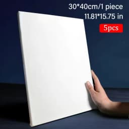 5pcs White Blank Square Artist Canvas Wooden Board Frame Cotton Artist Canvas Boards for Oil Painting Acrylic Watercolor