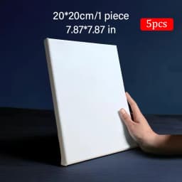5pcs White Blank Square Artist Canvas Wooden Board Frame Cotton Artist Canvas Boards for Oil Painting Acrylic Watercolor