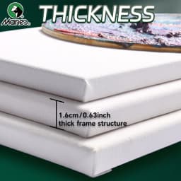 1pc Marie's Stretched Canvas,Primed White Canvas with 6x6/8x8/9x12/12x12/12x16/16x20" and Round 12" for Oil,Acrylic,Tempera