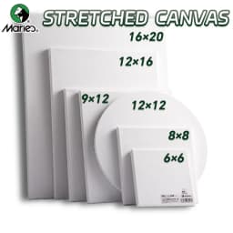 1pc Marie's Stretched Canvas,Primed White Canvas with 6x6/8x8/9x12/12x12/12x16/16x20" and Round 12" for Oil,Acrylic,Tempera