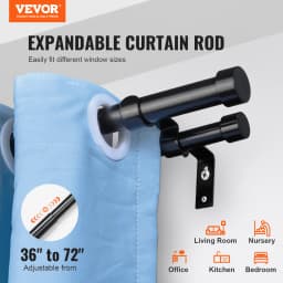 SucceBuy 1 Inch Double Curtain Rods 36-72/74-144 Inches Rods for Windows 24-68/69-140 Inches Telescoping Dual Curtain Rod