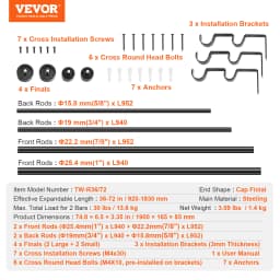 SucceBuy 1 Inch Double Curtain Rods 36-72/74-144 Inches Rods for Windows 24-68/69-140 Inches Telescoping Dual Curtain Rod