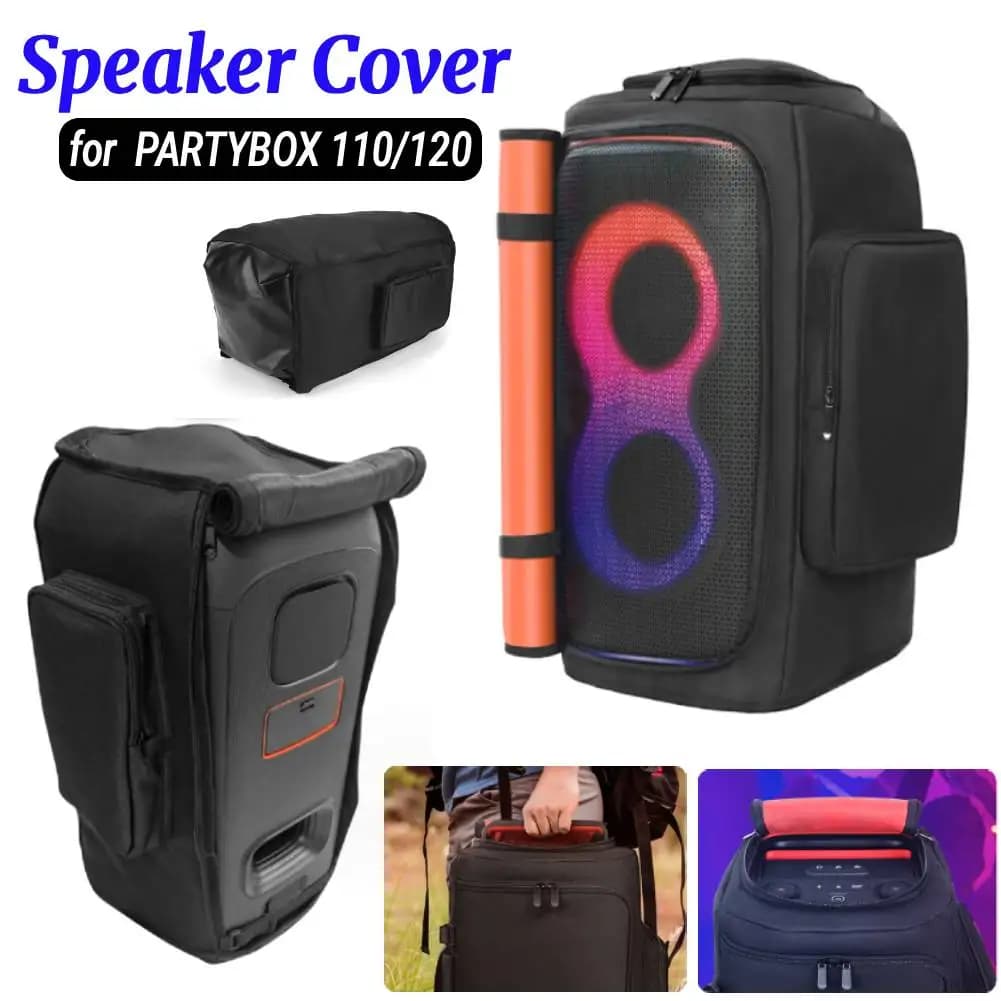 Portable Travel Dust Cover Fits for JBL PARTYBOX 110/120 Protective Carrying Cover with Microphone & Accessories Pocket