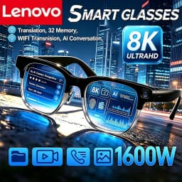 Lenovo AI Smart Eyewear 8K Touch Control Glasses Wireless Bluetooth Remote Photo Video Recording Translator Voice Assistant