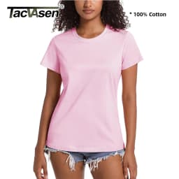TACVASEN Summer Cotton T-shirts Womens Short Sleeve O-neck Tee Shirts Breathable Moisture Wicking Casual Fashion Basic T Tops