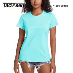 TACVASEN Summer Cotton T-shirts Womens Short Sleeve O-neck Tee Shirts Breathable Moisture Wicking Casual Fashion Basic T Tops