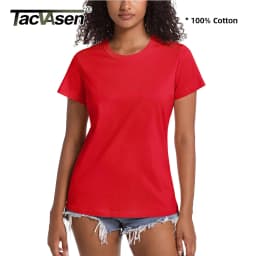 TACVASEN Summer Cotton T-shirts Womens Short Sleeve O-neck Tee Shirts Breathable Moisture Wicking Casual Fashion Basic T Tops
