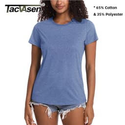 TACVASEN Summer Cotton T-shirts Womens Short Sleeve O-neck Tee Shirts Breathable Moisture Wicking Casual Fashion Basic T Tops
