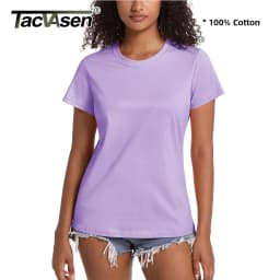 TACVASEN Summer Cotton T-shirts Womens Short Sleeve O-neck Tee Shirts Breathable Moisture Wicking Casual Fashion Basic T Tops