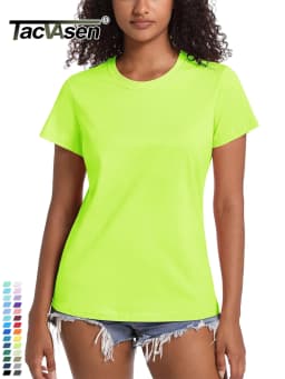 TACVASEN Summer Cotton T-shirts Womens Short Sleeve O-neck Tee Shirts Breathable Moisture Wicking Casual Fashion Basic T Tops