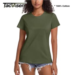 TACVASEN Summer Cotton T-shirts Womens Short Sleeve O-neck Tee Shirts Breathable Moisture Wicking Casual Fashion Basic T Tops