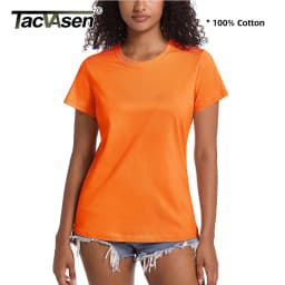TACVASEN Summer Cotton T-shirts Womens Short Sleeve O-neck Tee Shirts Breathable Moisture Wicking Casual Fashion Basic T Tops