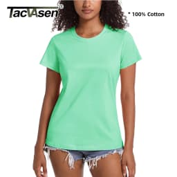TACVASEN Summer Cotton T-shirts Womens Short Sleeve O-neck Tee Shirts Breathable Moisture Wicking Casual Fashion Basic T Tops