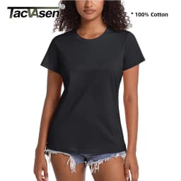 TACVASEN Summer Cotton T-shirts Womens Short Sleeve O-neck Tee Shirts Breathable Moisture Wicking Casual Fashion Basic T Tops