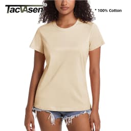 TACVASEN Summer Cotton T-shirts Womens Short Sleeve O-neck Tee Shirts Breathable Moisture Wicking Casual Fashion Basic T Tops