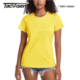 TACVASEN Summer Cotton T-shirts Womens Short Sleeve O-neck Tee Shirts Breathable Moisture Wicking Casual Fashion Basic T Tops