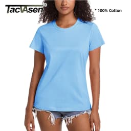 TACVASEN Summer Cotton T-shirts Womens Short Sleeve O-neck Tee Shirts Breathable Moisture Wicking Casual Fashion Basic T Tops