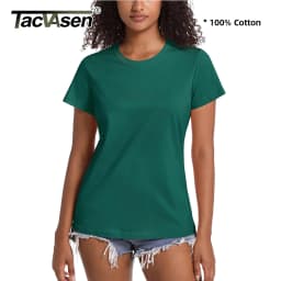 TACVASEN Summer Cotton T-shirts Womens Short Sleeve O-neck Tee Shirts Breathable Moisture Wicking Casual Fashion Basic T Tops