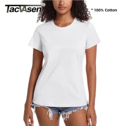 TACVASEN Summer Cotton T-shirts Womens Short Sleeve O-neck Tee Shirts Breathable Moisture Wicking Casual Fashion Basic T Tops