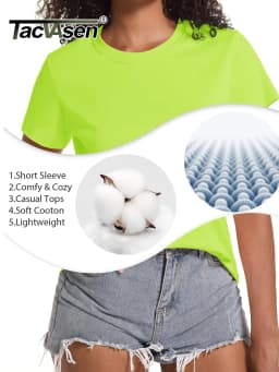 TACVASEN Summer Cotton T-shirts Womens Short Sleeve O-neck Tee Shirts Breathable Moisture Wicking Casual Fashion Basic T Tops