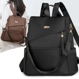 Fashion Women’s Nylon Anti-theft Backpack Tassel Decorative Casual Travel Female Shoulder Bag Large Capacity Student School Pack