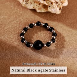 JD 3mm Natural Stone Amethyst Tourmaline Strand Rings Women Men Fashion Energy Healing Elastic Finger Rings Birthday Party Gifts