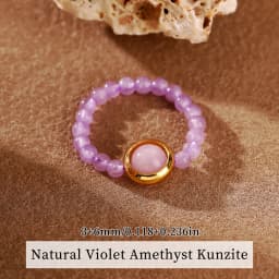 JD 3mm Natural Stone Amethyst Tourmaline Strand Rings Women Men Fashion Energy Healing Elastic Finger Rings Birthday Party Gifts