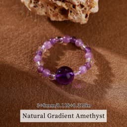 JD 3mm Natural Stone Amethyst Tourmaline Strand Rings Women Men Fashion Energy Healing Elastic Finger Rings Birthday Party Gifts