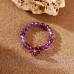 JD 3mm Natural Stone Amethyst Tourmaline Strand Rings Women Men Fashion Energy Healing Elastic Finger Rings Birthday Party Gifts
