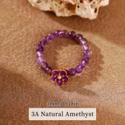 JD 3mm Natural Stone Amethyst Tourmaline Strand Rings Women Men Fashion Energy Healing Elastic Finger Rings Birthday Party Gifts