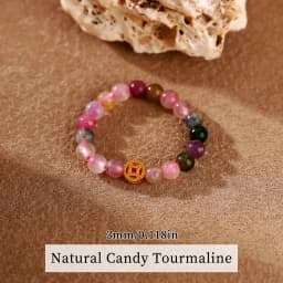 JD 3mm Natural Stone Amethyst Tourmaline Strand Rings Women Men Fashion Energy Healing Elastic Finger Rings Birthday Party Gifts