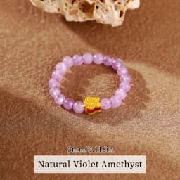 JD 3mm Natural Stone Amethyst Tourmaline Strand Rings Women Men Fashion Energy Healing Elastic Finger Rings Birthday Party Gifts